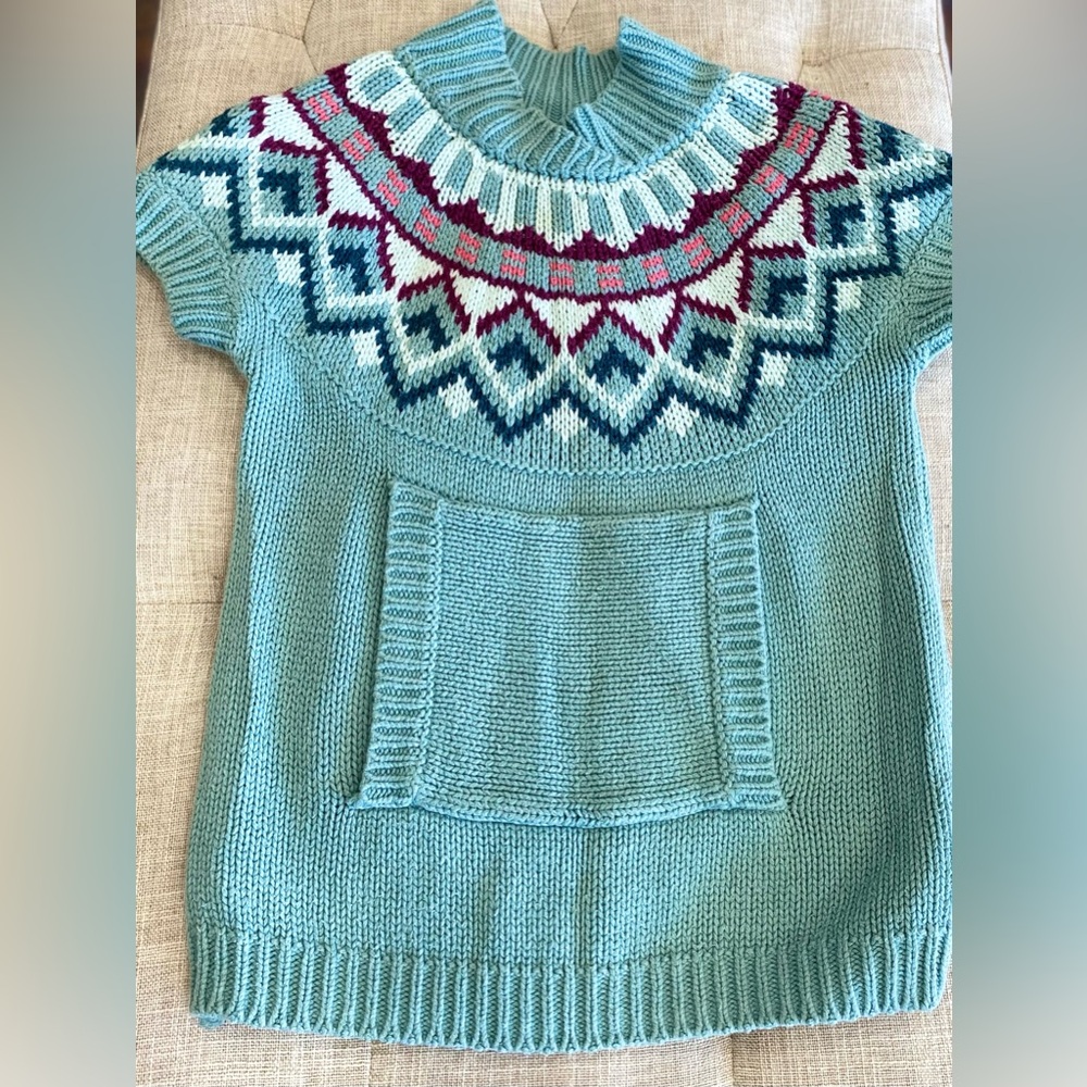 Tea Collection Aqua and Magenta Geometric Sweater